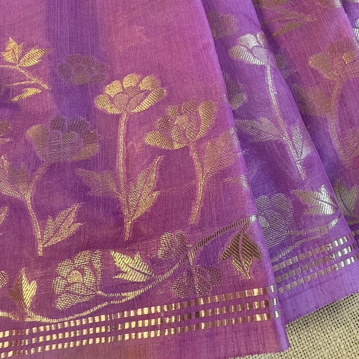 Lilac Banarasi Chinnon Silk Saree