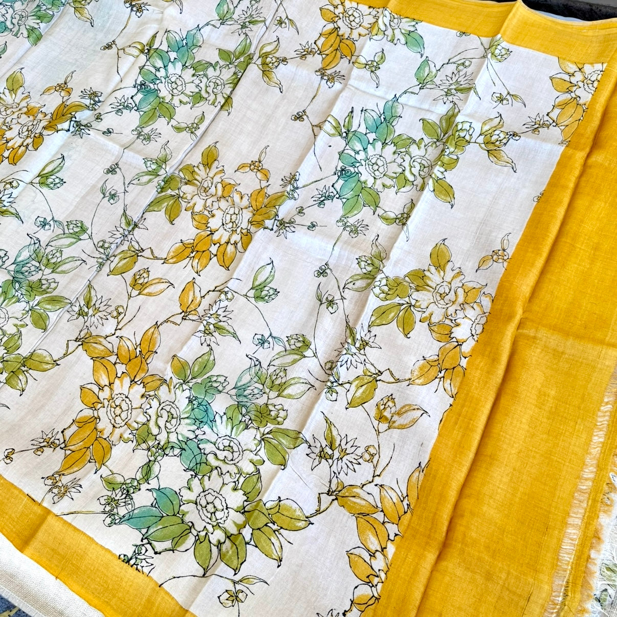 Beige Yellow Pure Tussar Silk Saree