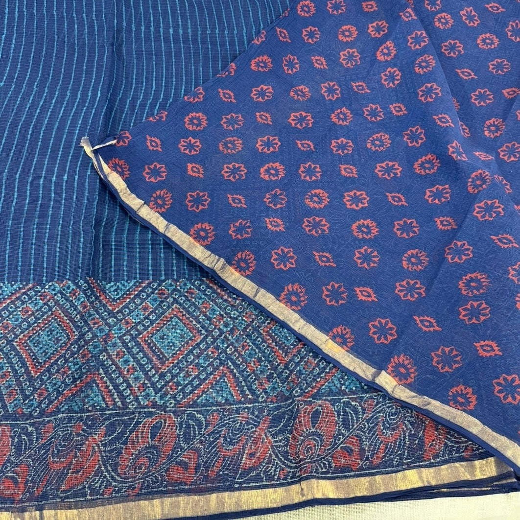 Indigo Stripes Pure Kota Doriya Saree