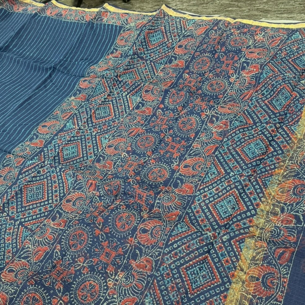Indigo Stripes Pure Kota Doriya Saree