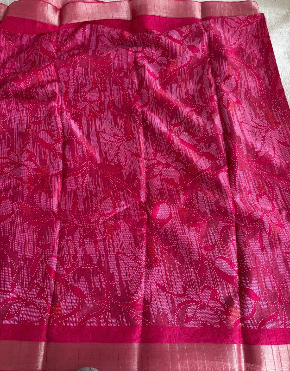 Pink Matka Tussar Digital Print Saree