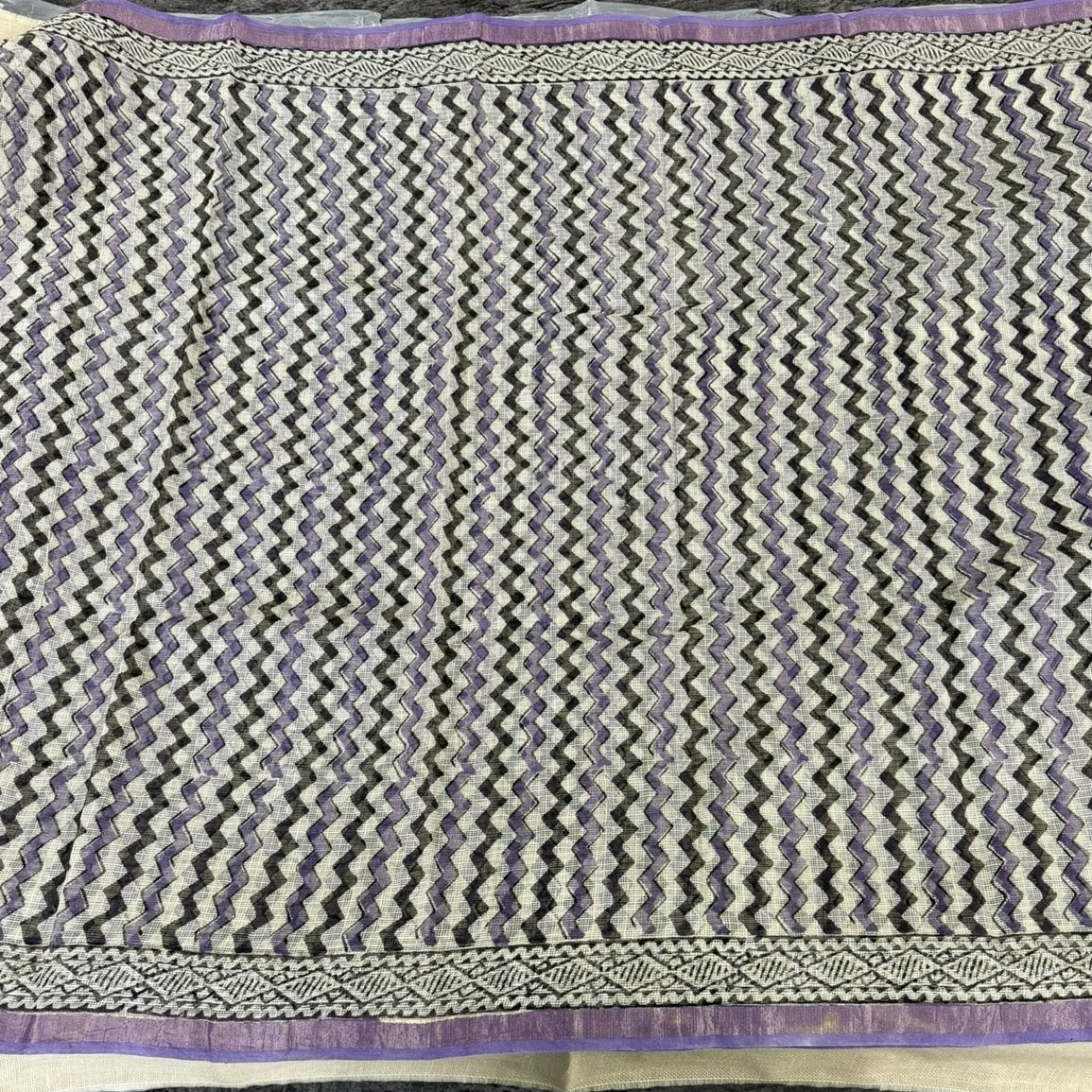 Lilac Zizag Pure Kota Doriya Saree