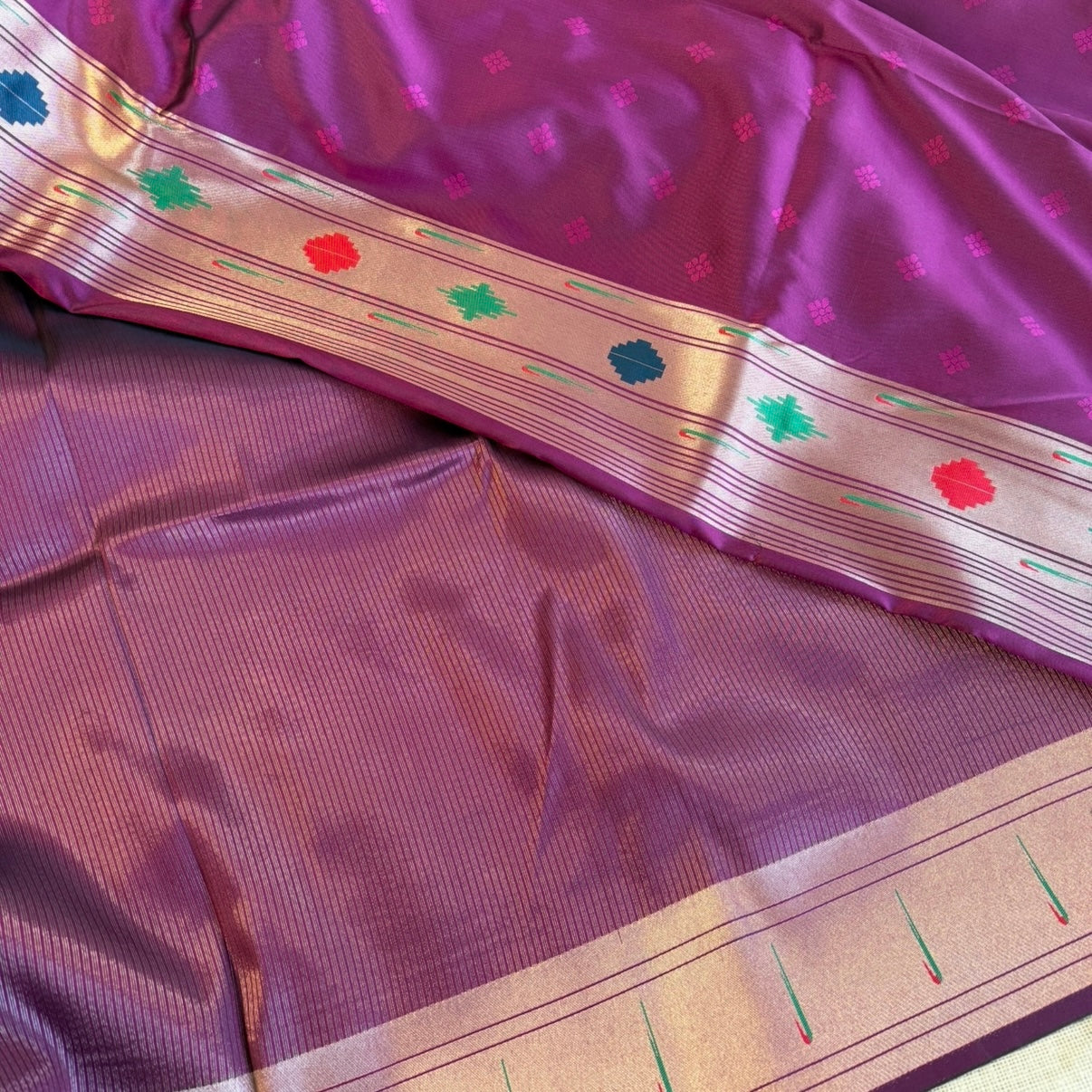 Wine Paithani Semi Silk Saree