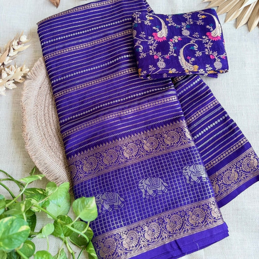 Royal Blue Pure Dola Silk Saree