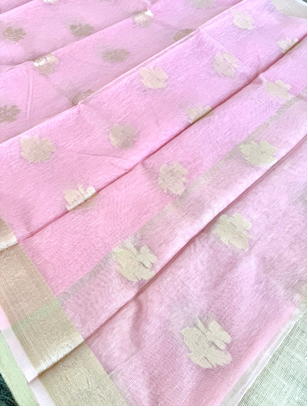 Baby-Pink Kora Linen Saree