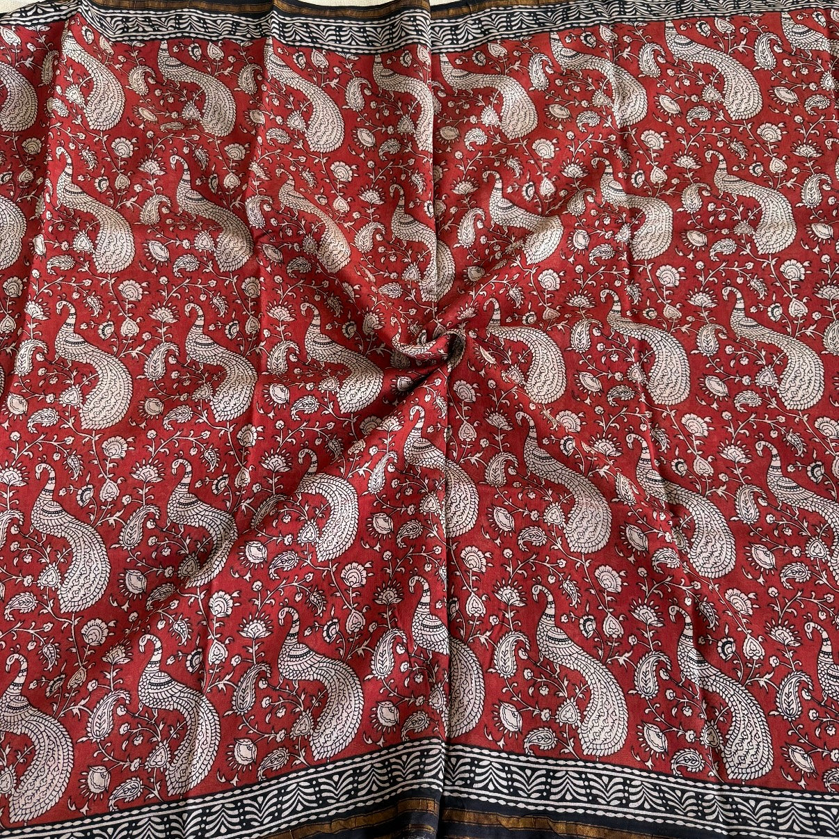 Maroon Pure Chanderi Silk Cotton Saree