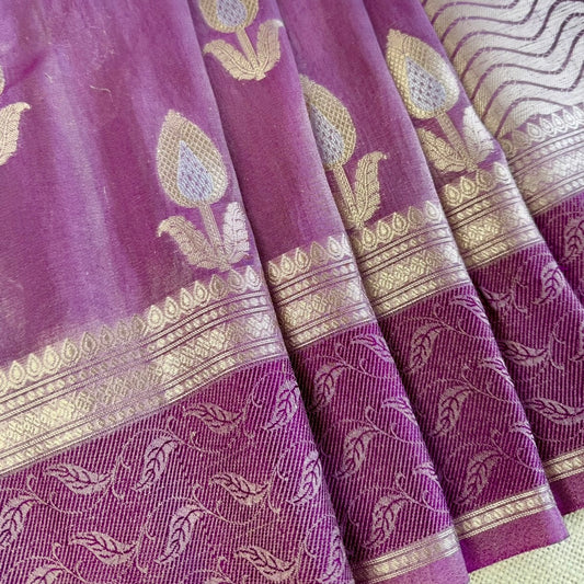 Purple Lilac Tissue Silk Saree
