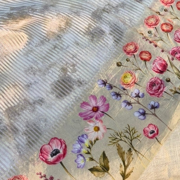 Olive Puna Silk Tissue Digital Print Saree