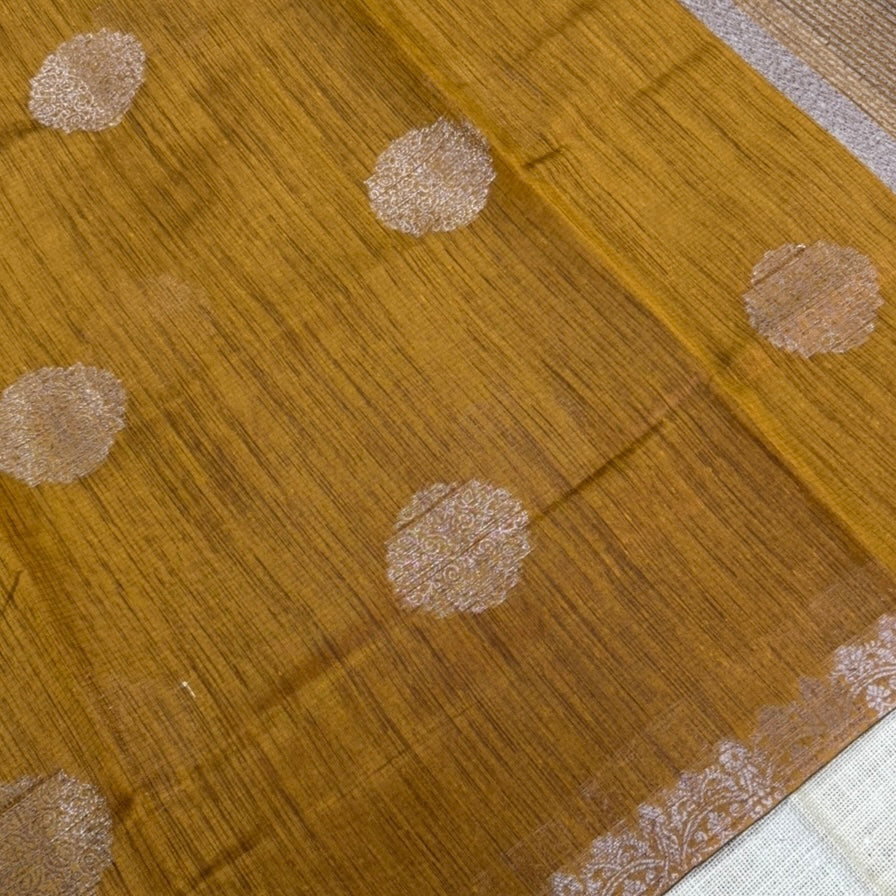Mustard Premium Semi Tussar Saree
