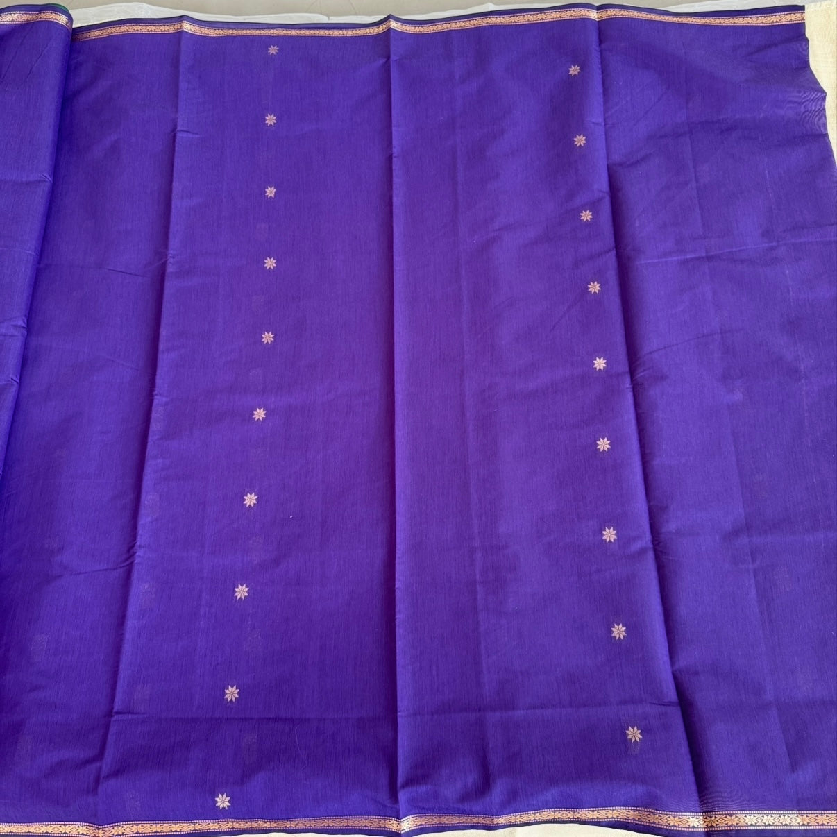 Purple with Green Maheshwari pure cotton saree