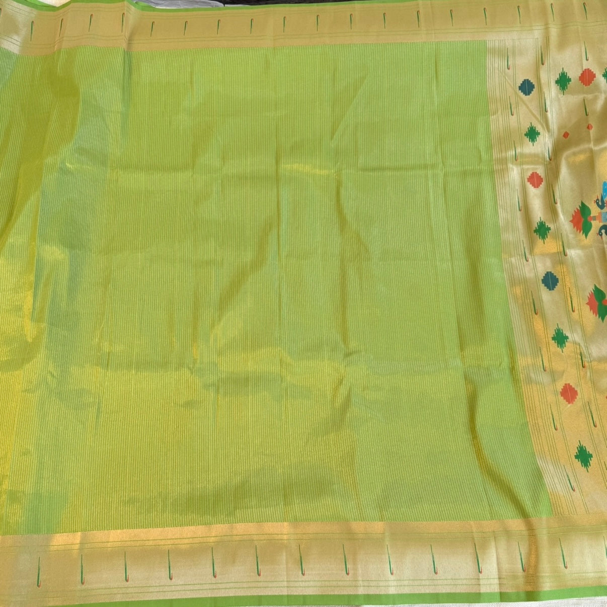 Parrot Green Paithani Silk Saree