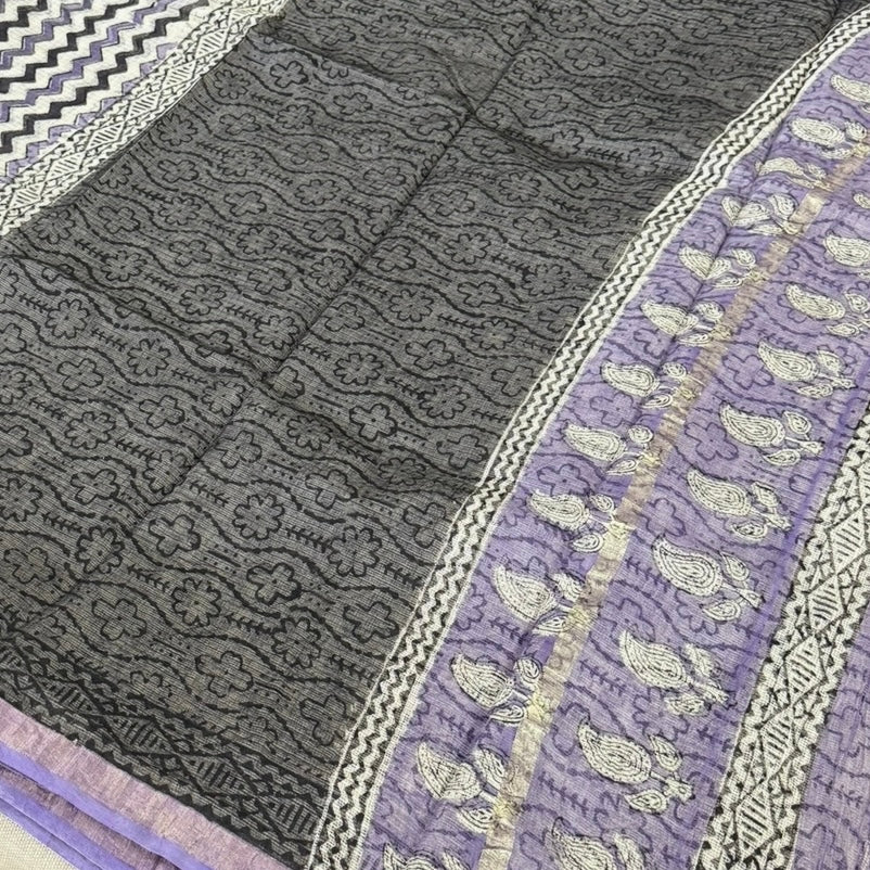 Lilac Zizag Pure Kota Doriya Saree