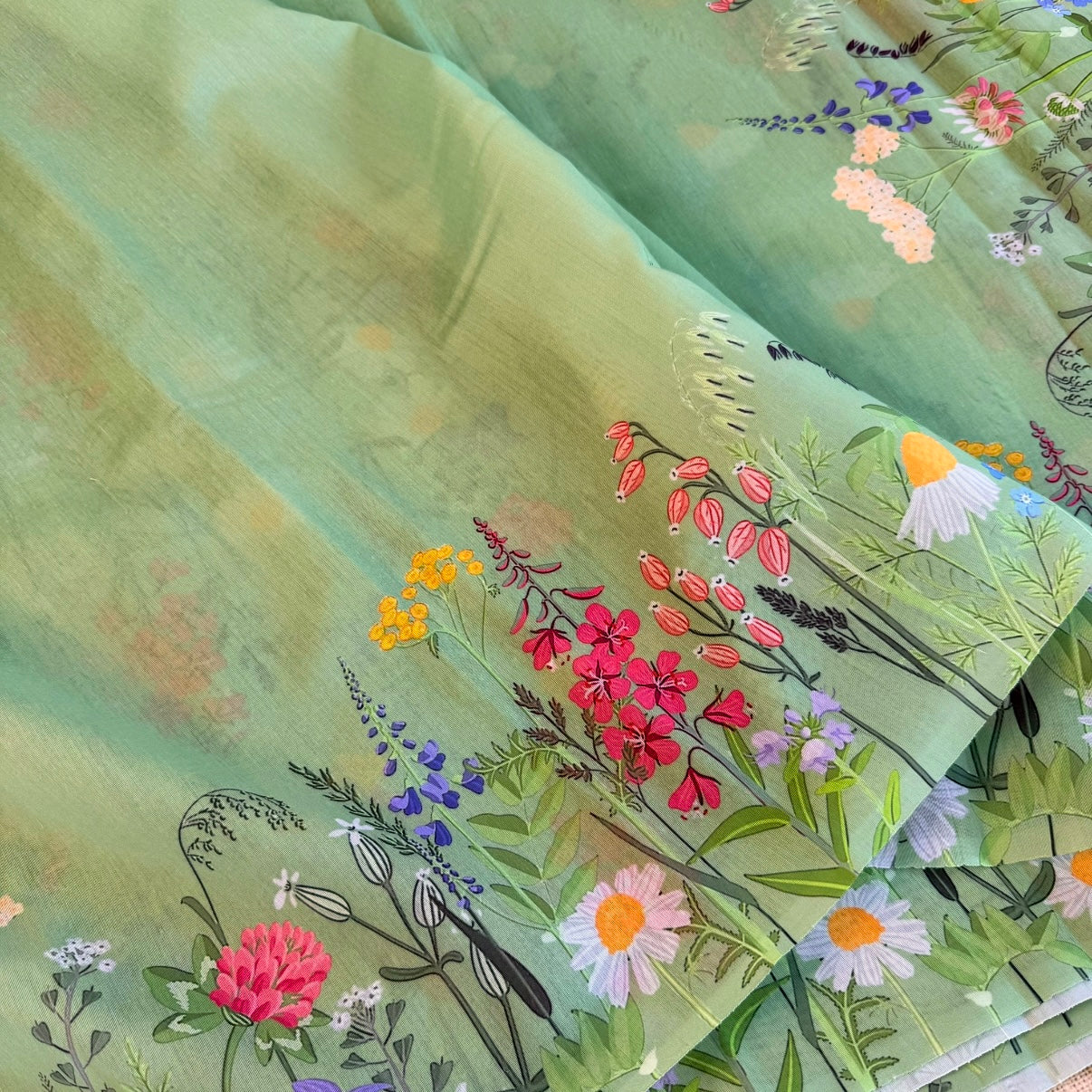 Green Mercerised Cotton Saree