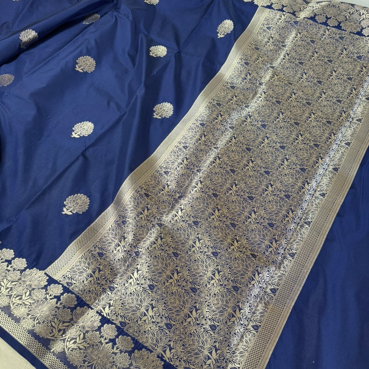 Navy Banarasi Kadwa Katan Silk Saree