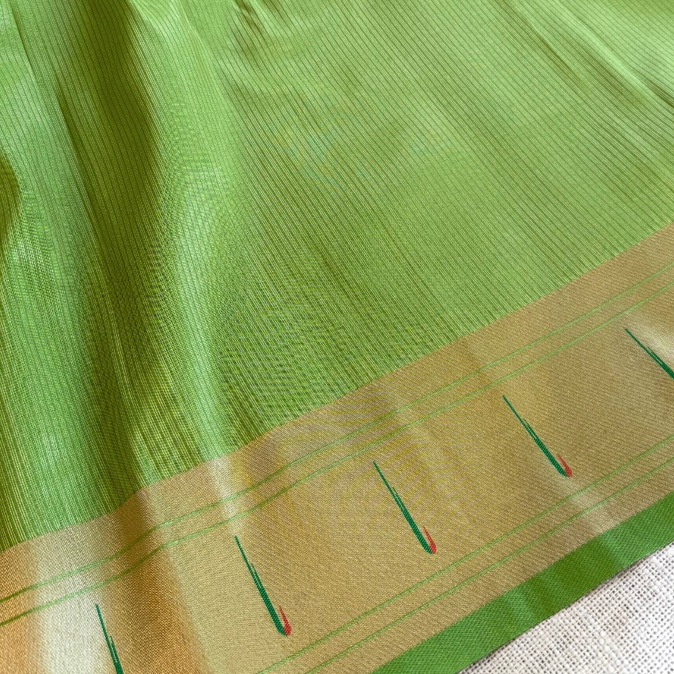 Parrot Green Paithani Silk Saree