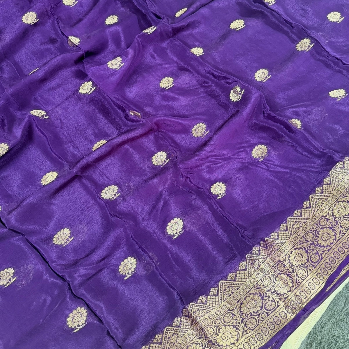 Rich Purple Viscose Crepe Silk Saree