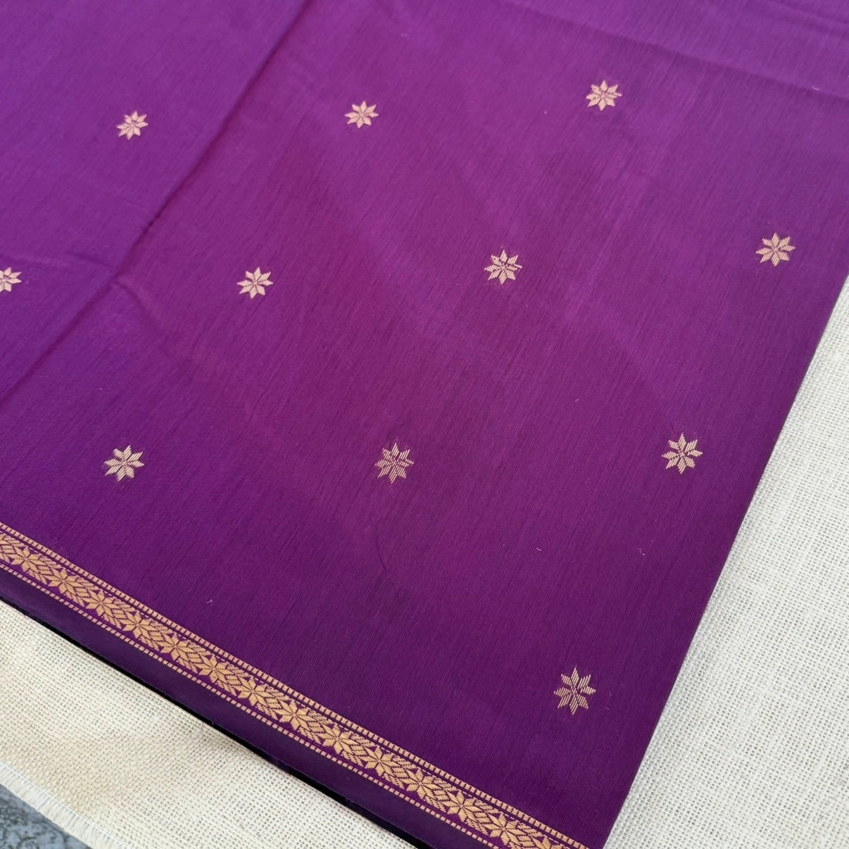 Purple with Orange Pure Cotton Saree