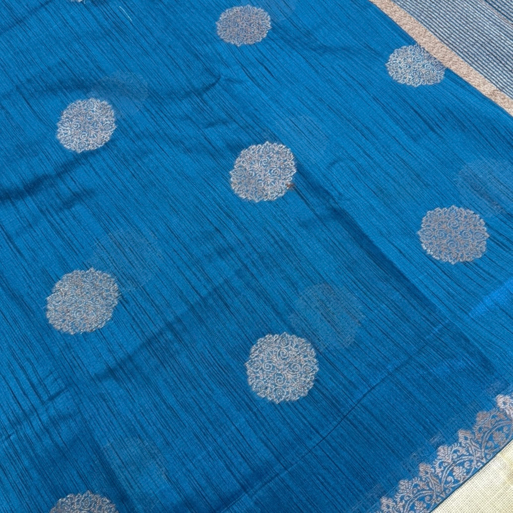 Royal Blue Semi Tussar Saree
