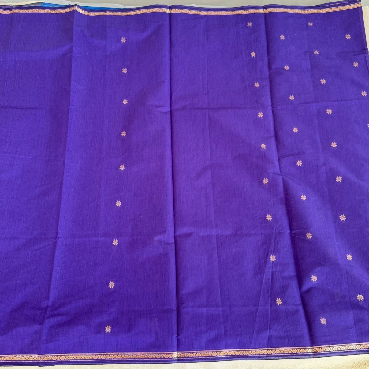 Dark Blue with Sky Blue Pure Cotton Saree