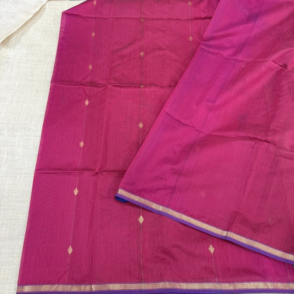 Pink with Blue Dual Shade Maheshwari Silk Cotton Saree 