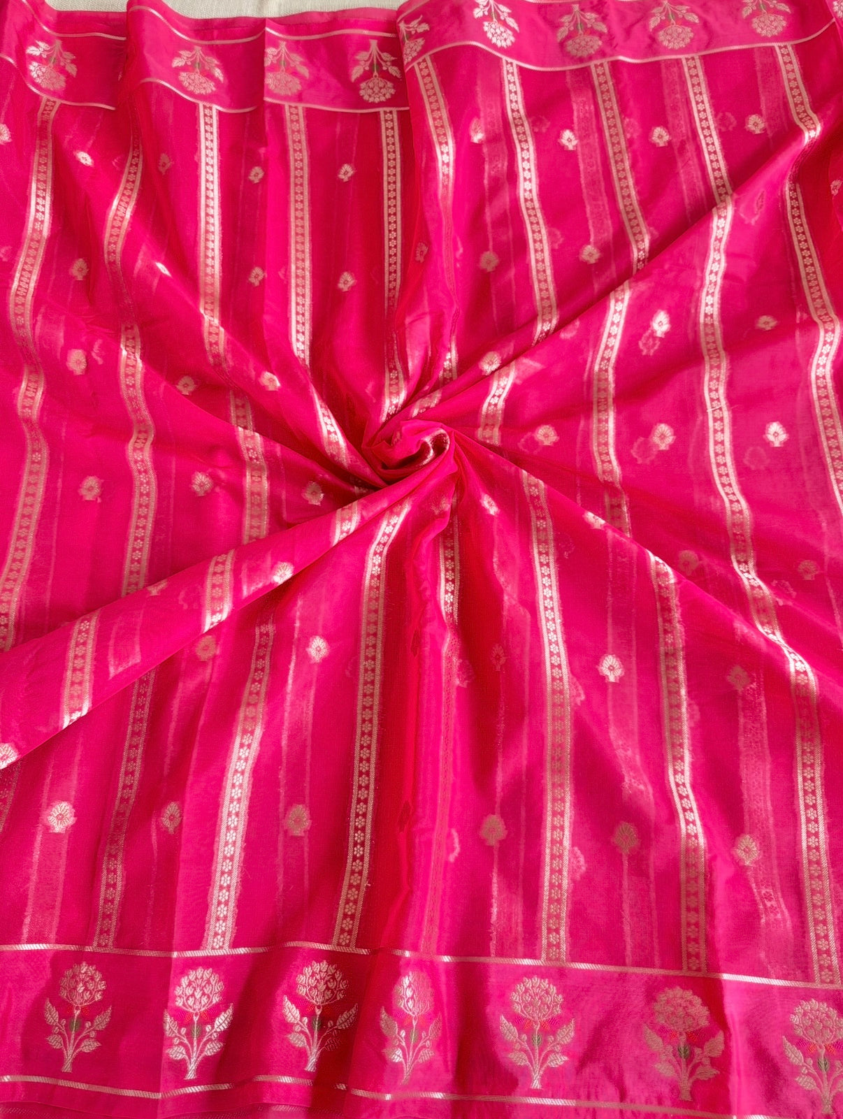 Pink Stripes Meena Georgette Saree