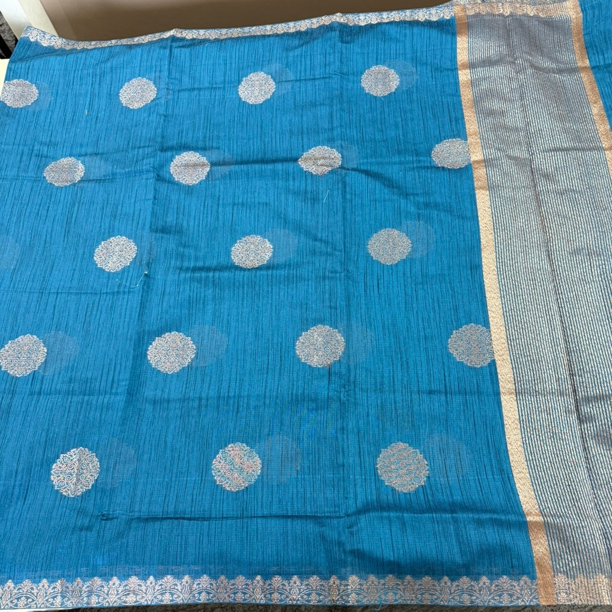 Royal Blue Semi Tussar Saree
