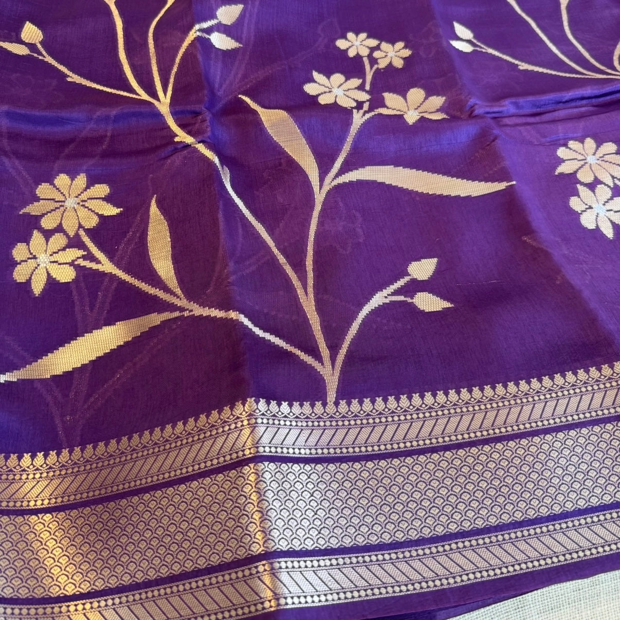 Purple Pure Raw Mango Banarasi Silk Saree
