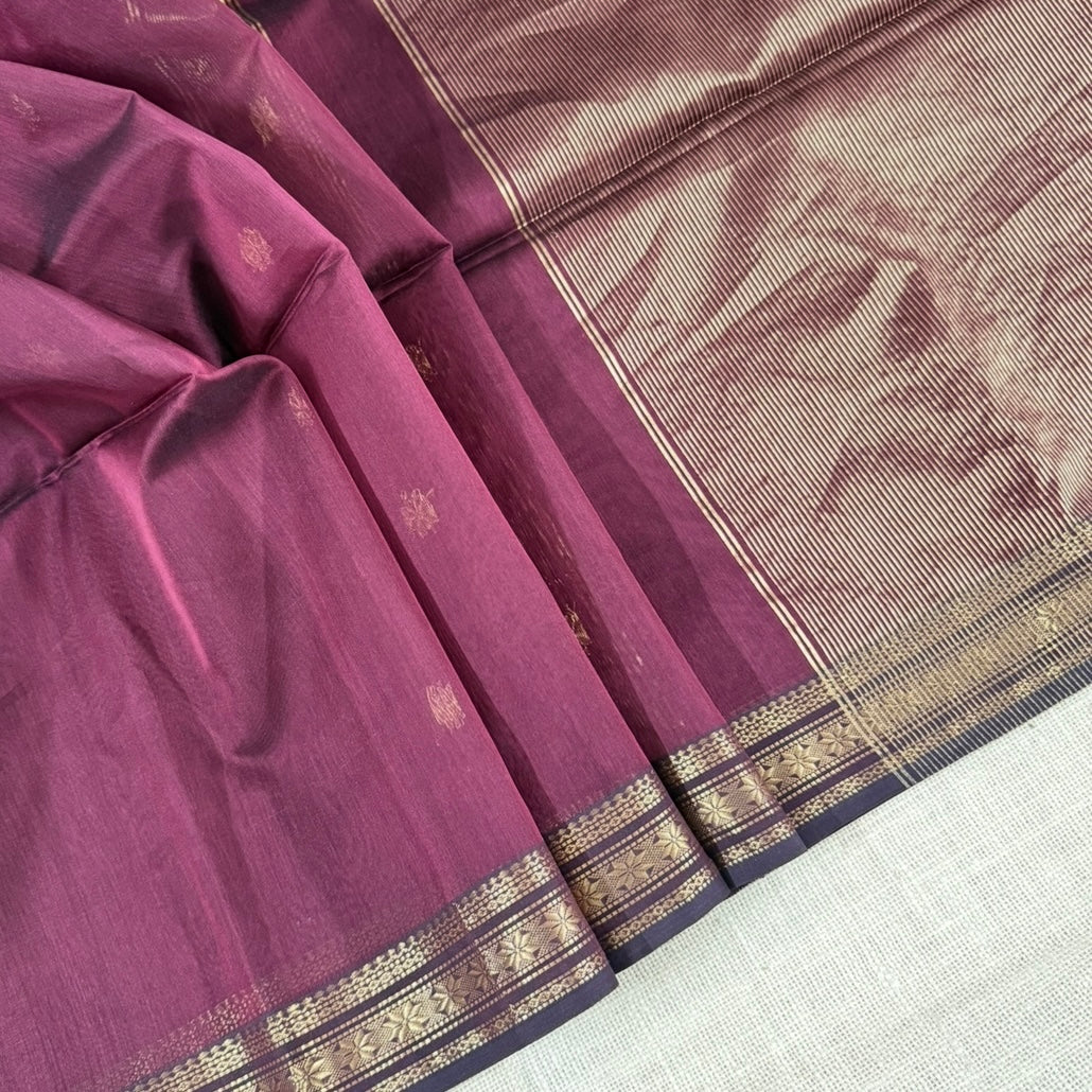 Brown Maheshwari Silk Cotton Saree