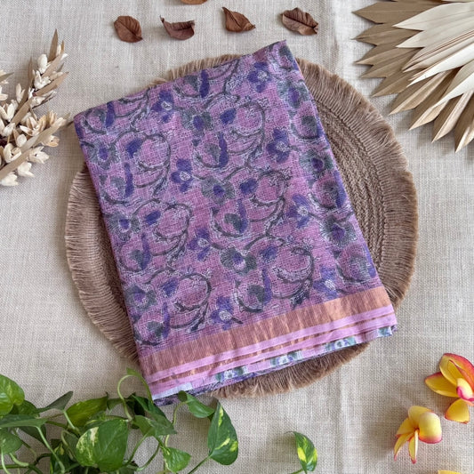 Pink with Purple Pure Kota Doriya Saree