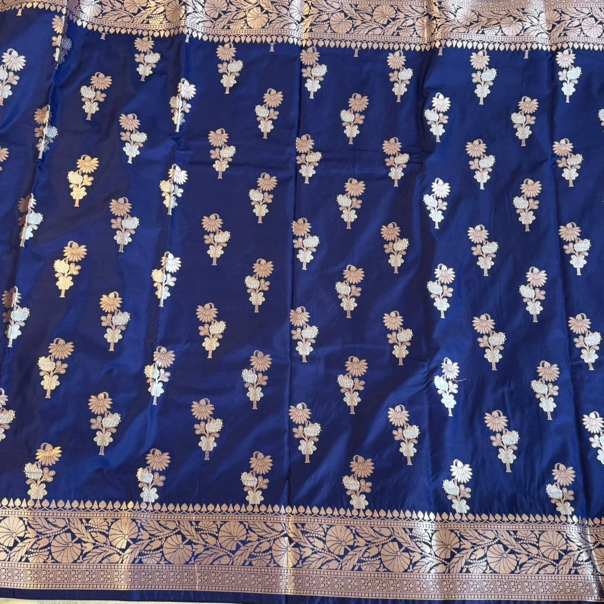 Midnight Blue Banarasi Russian Silk Saree