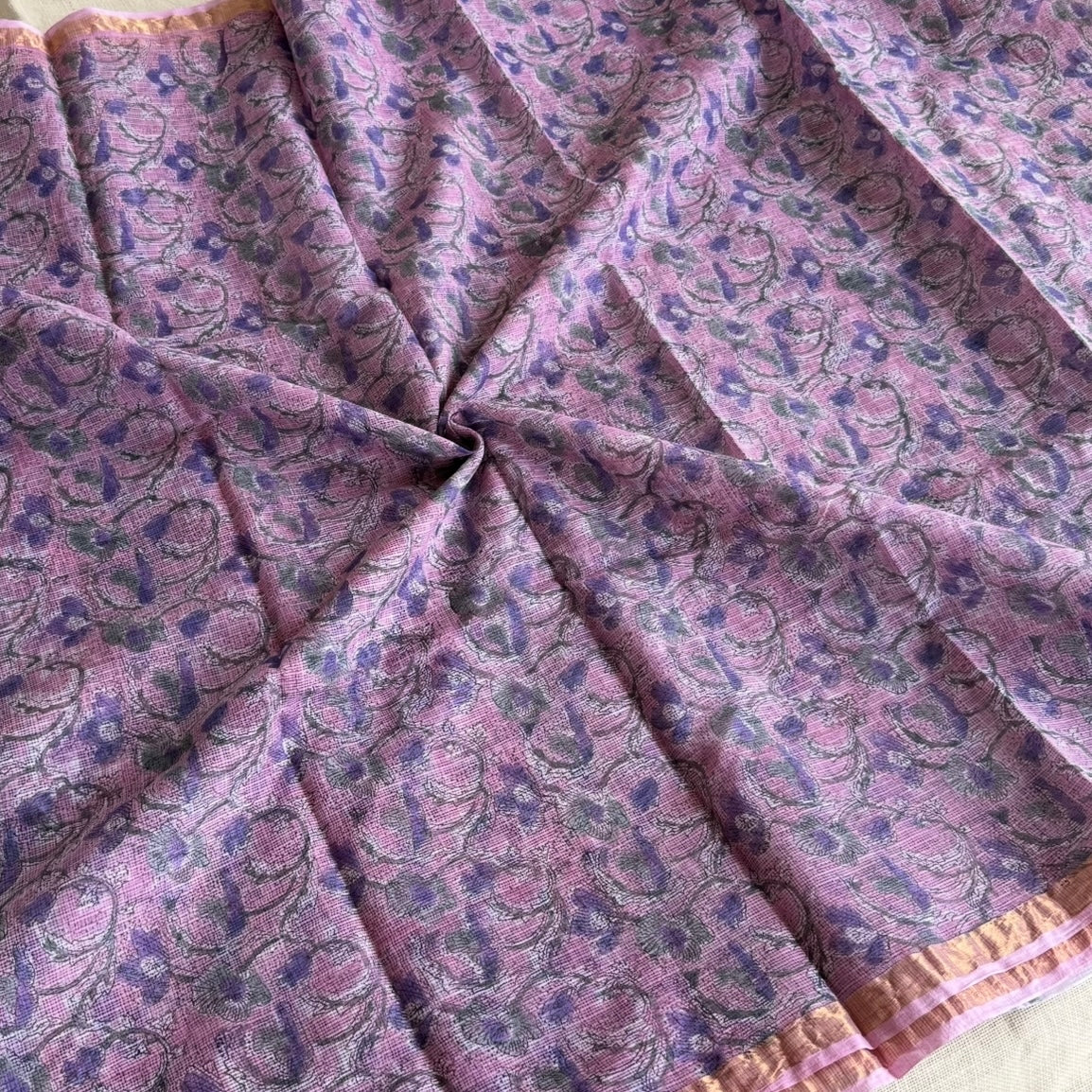 Pink with Purple Pure Kota Doriya Saree