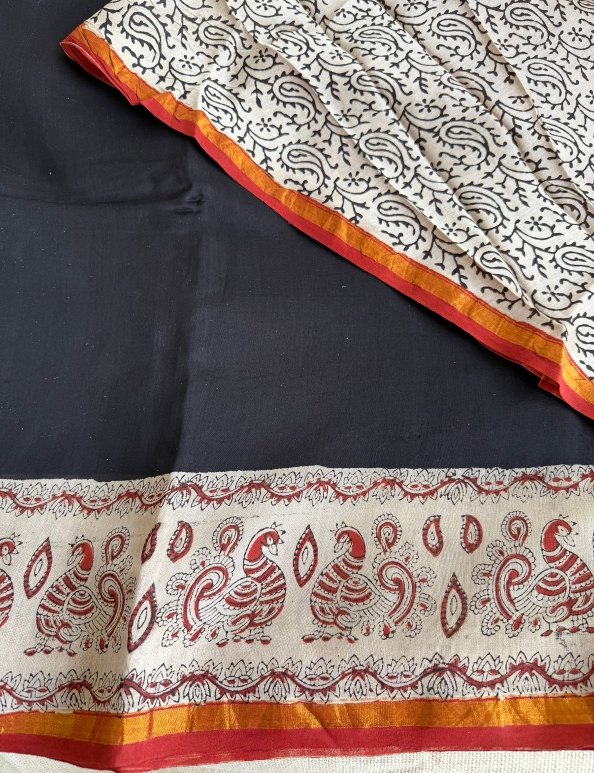 Black Pure Chanderi Silk Cotton Saree