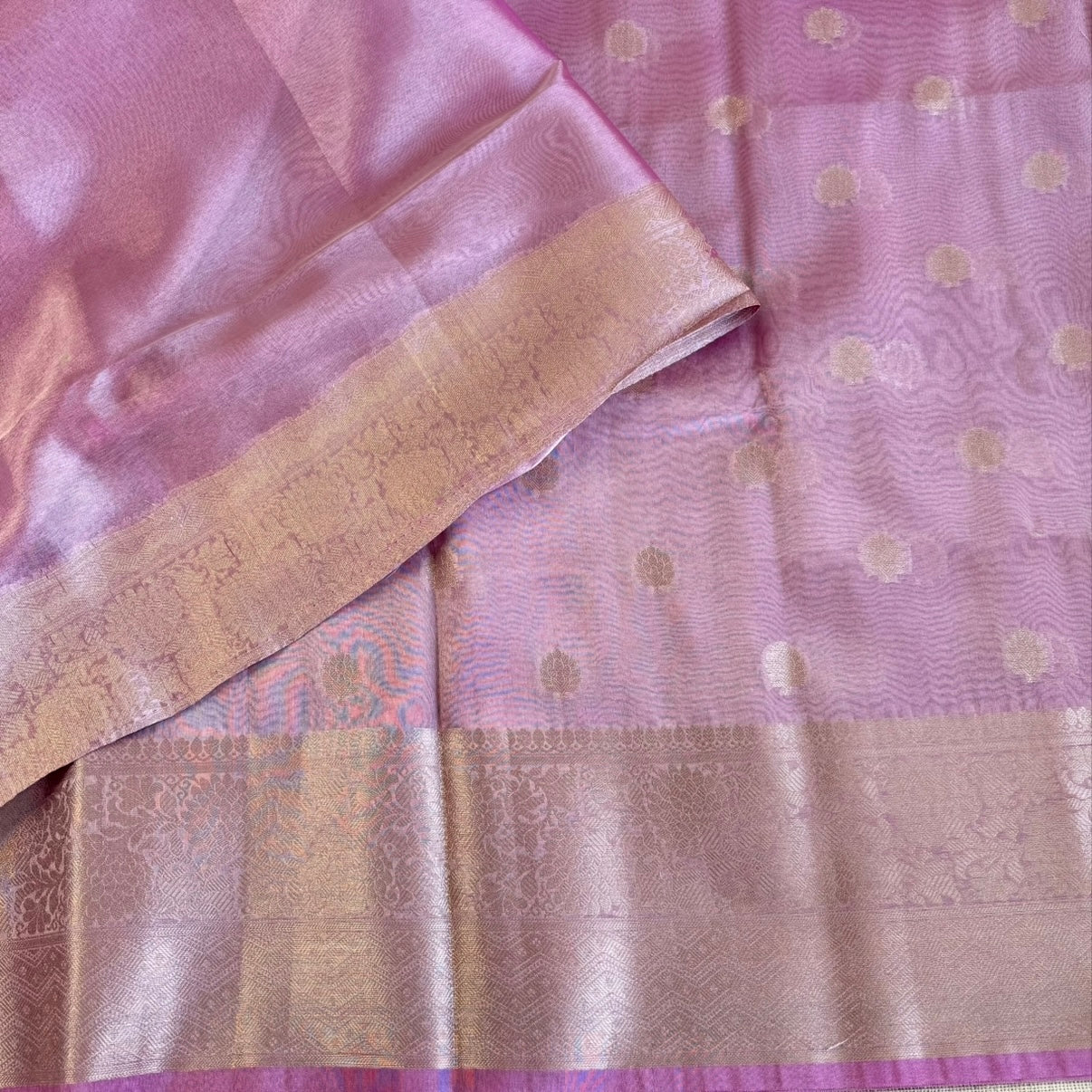 Onion pink Tissue Silk Saree