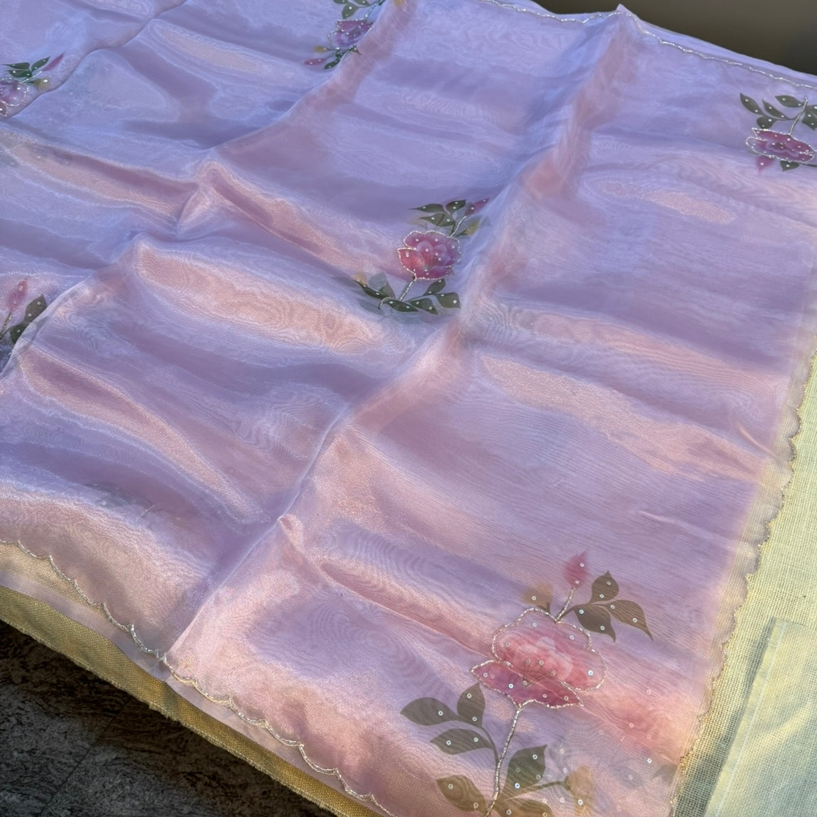 Dusty Lilac  Fancy Crepe Designer Saree