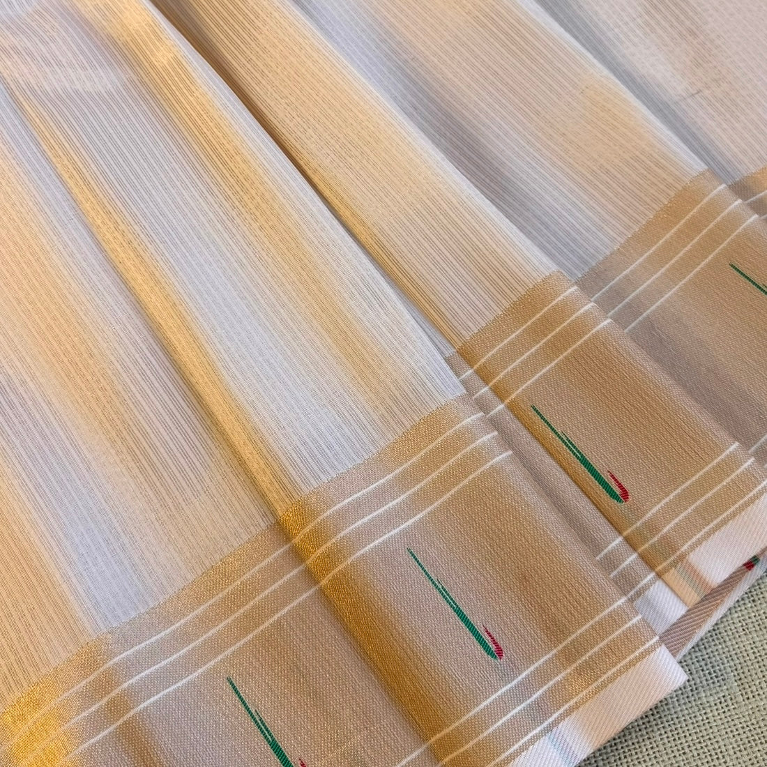 Off White Paithani Semi Silk Saree