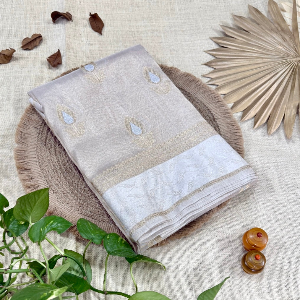 Ivory Tulip Tissue Silk Saree