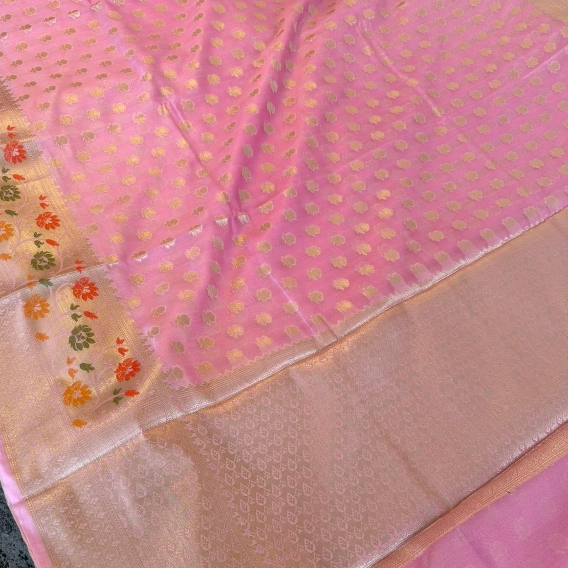 Pastel Pink Khadi Georgette Siik Saree
