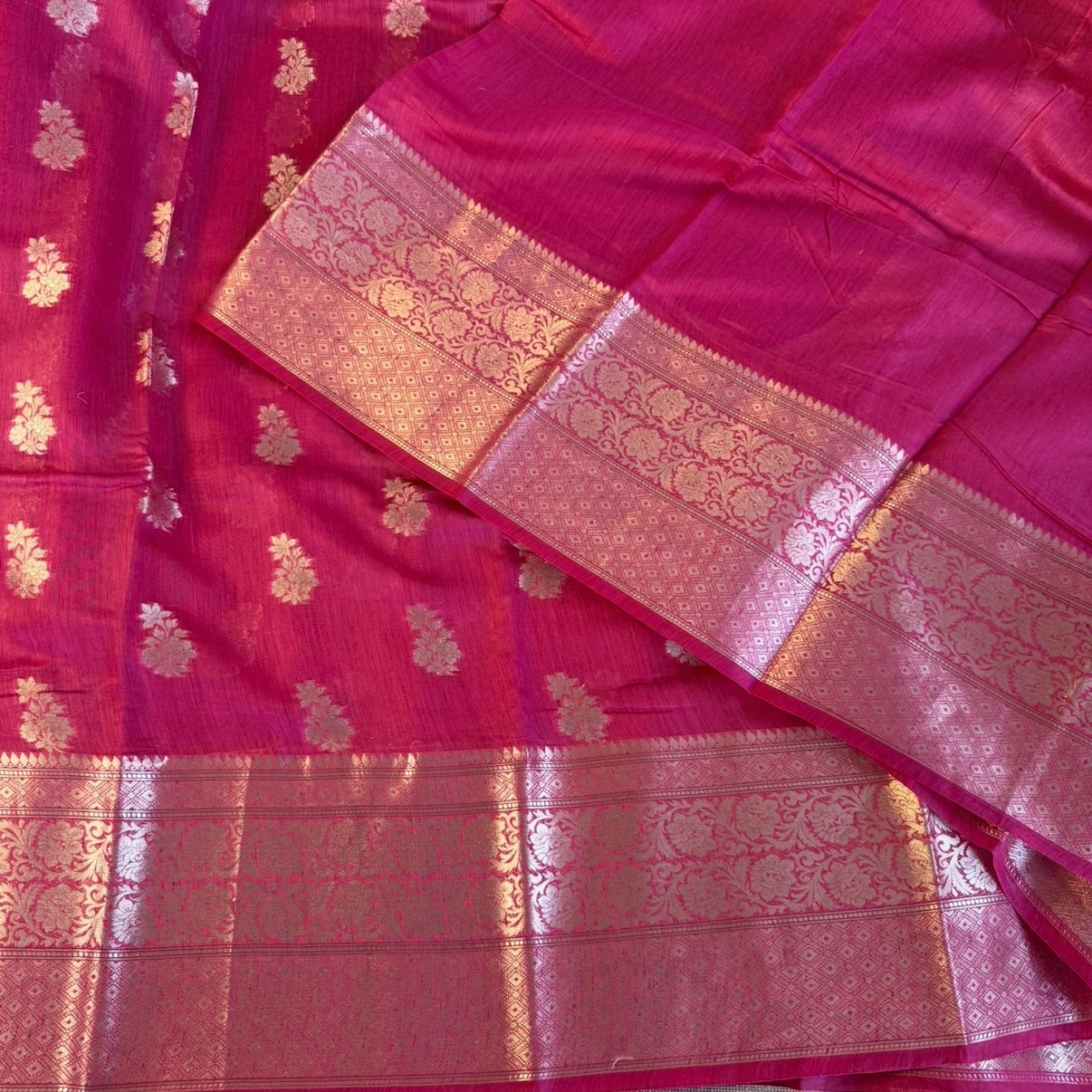 Pink Pure Chiniya Silk Saree