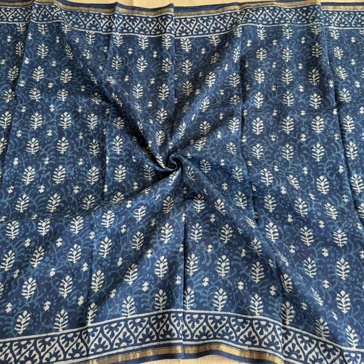 Indigo Pure Chanderi Silk Cotton Saree