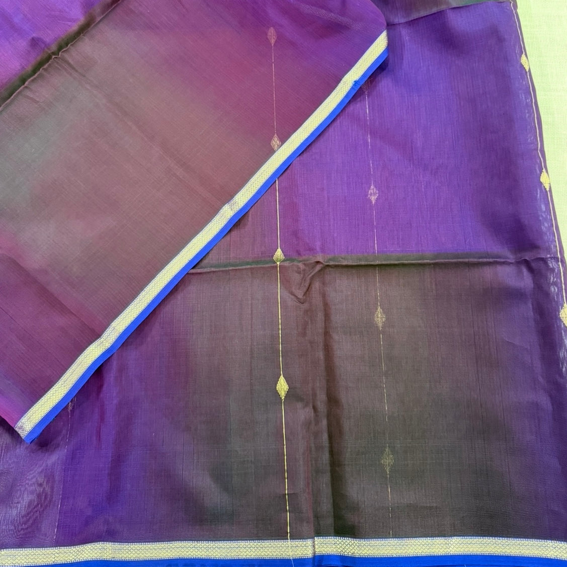 Deep Magenta Dual Shade Maheshwari Silk Cotton Saree