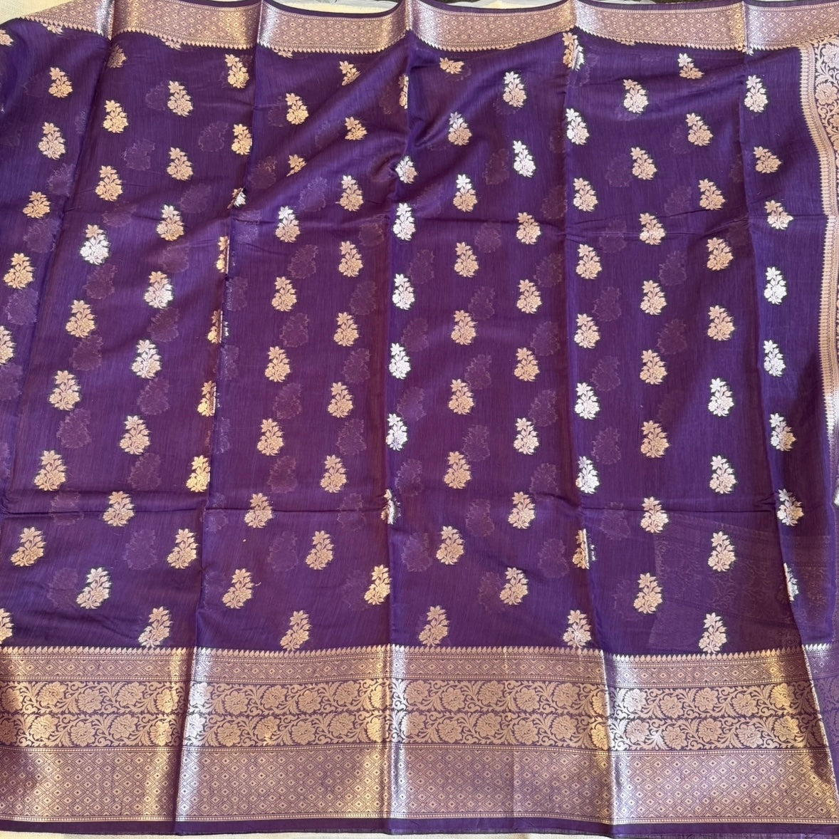 Rich Purple Pure Chiniya Silk Saree