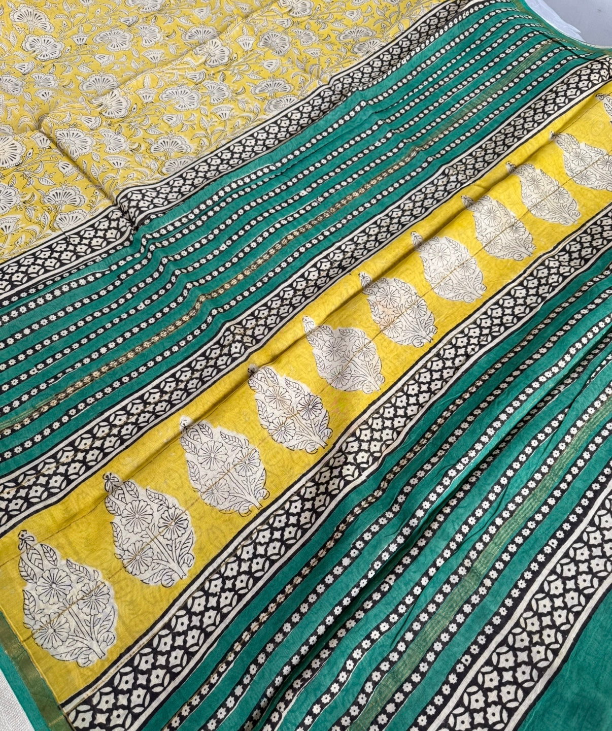 Yellow Pure Chanderi Silk Cotton Saree