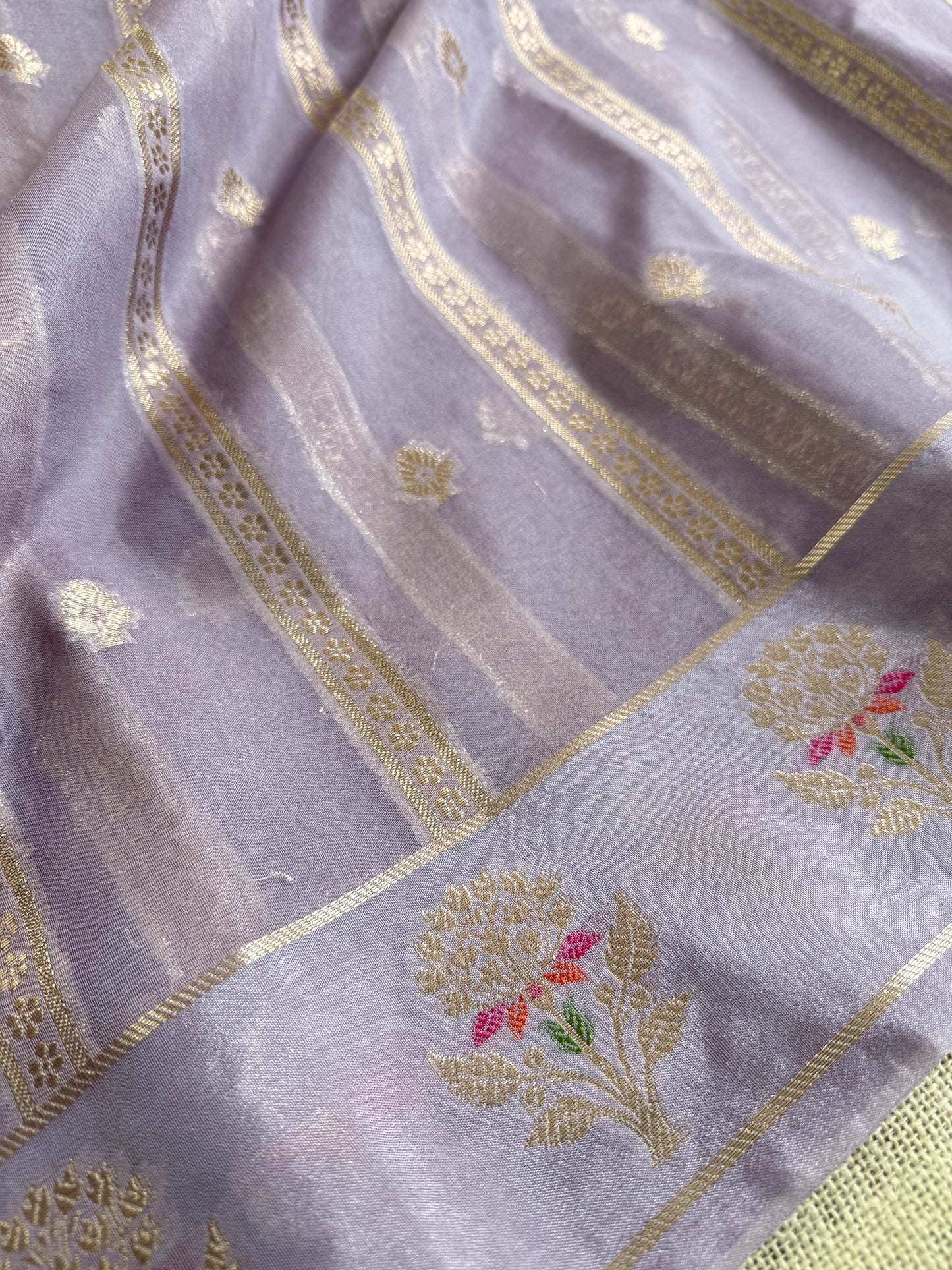 Lavender Stripes Meena Georgette Saree