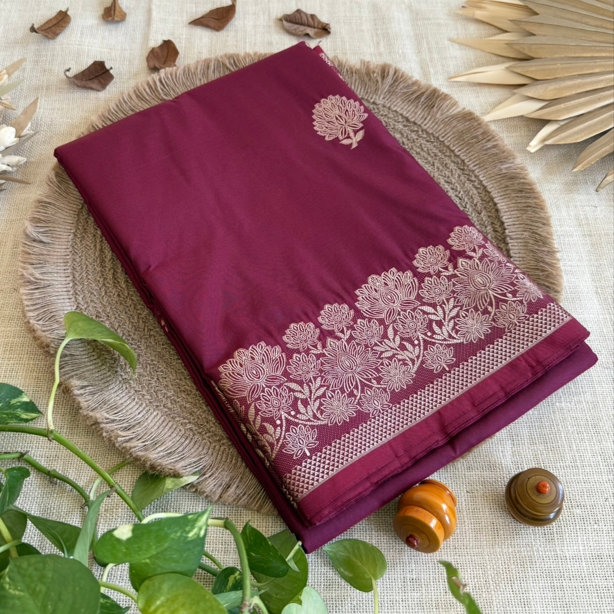 Maroon Banarasi Kadwa Katan Silk Saree