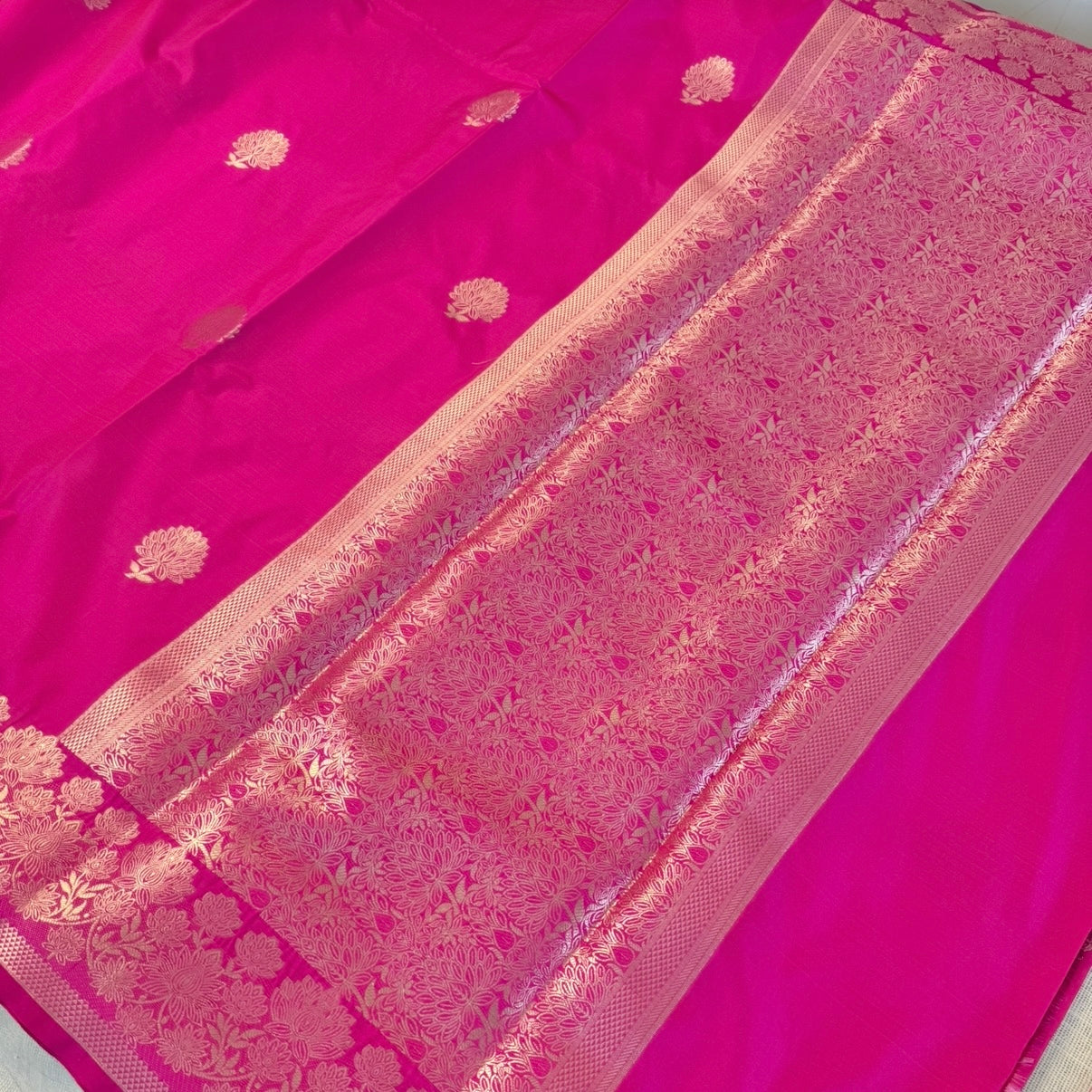 Rani Pink Banarasi Kadwa Katan Silk Saree