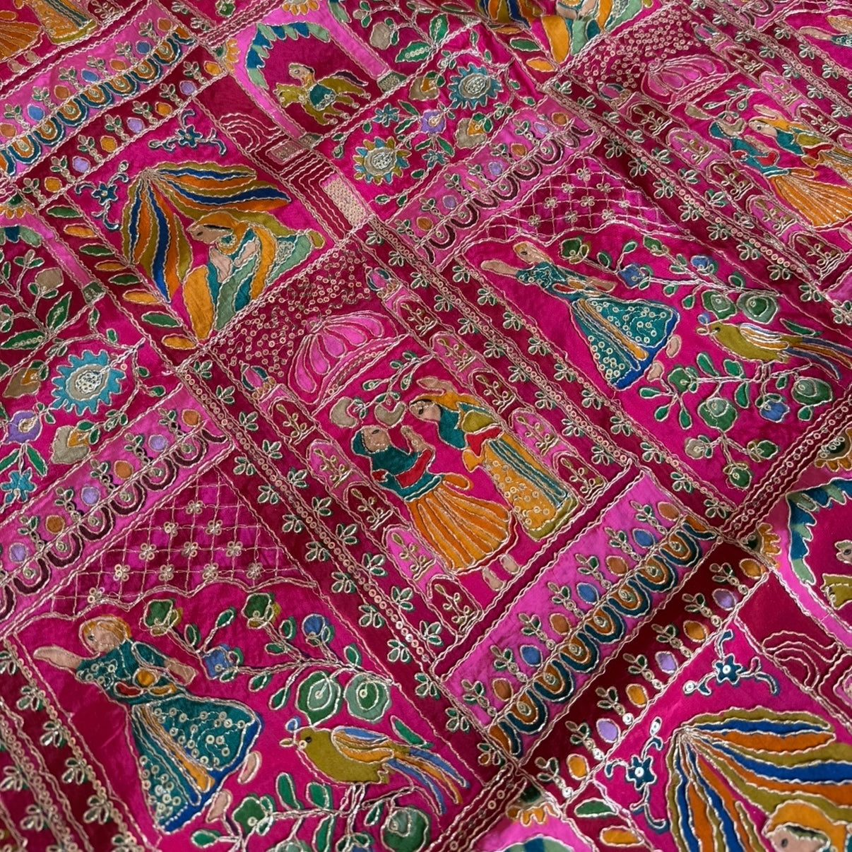 Pink Designer Embroidery Crepe Blouse Fabric