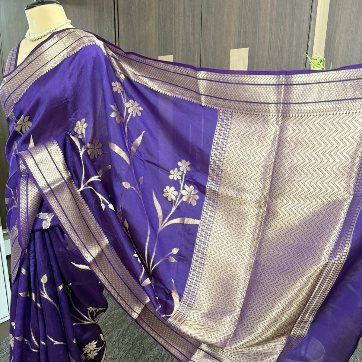 Purple Pure Mango Silk Saree