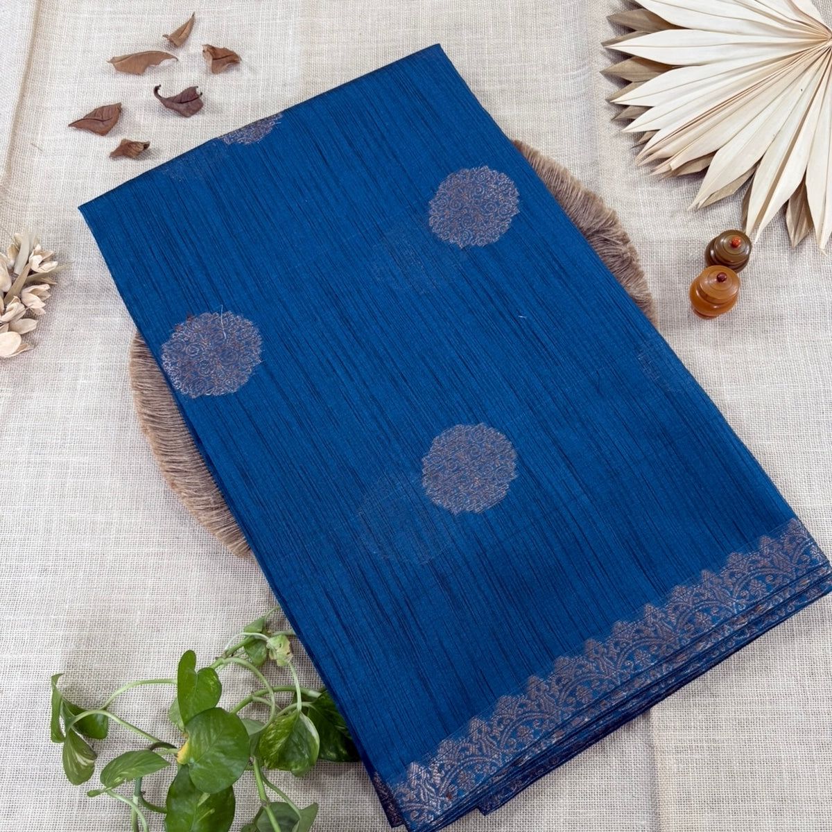 Royal Blue Semi Tussar Saree