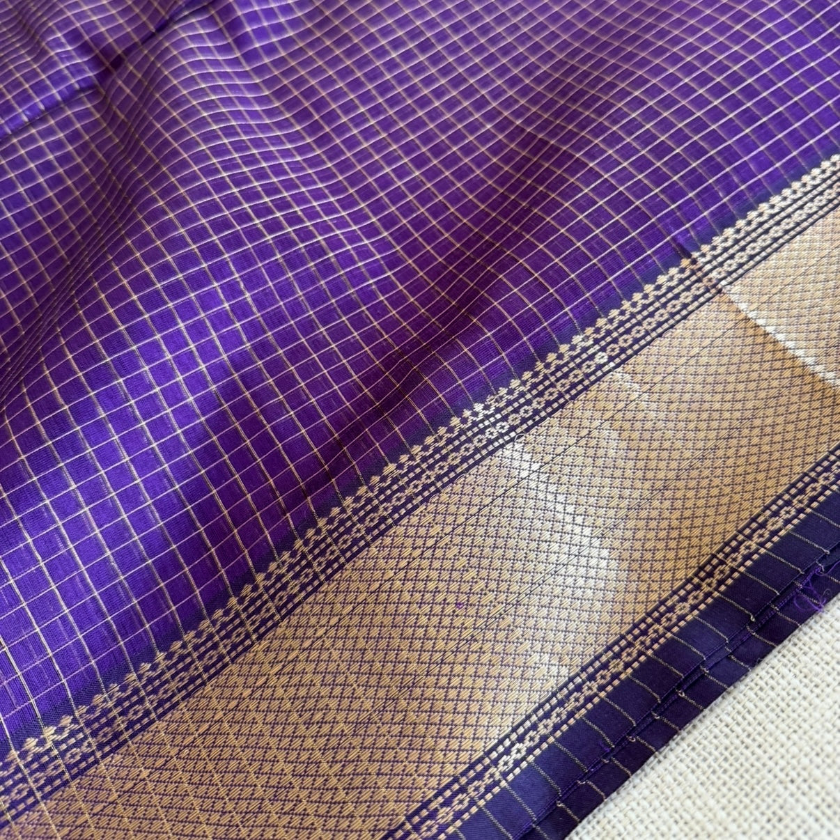 Purple Maheshwari pure silk cotton saree