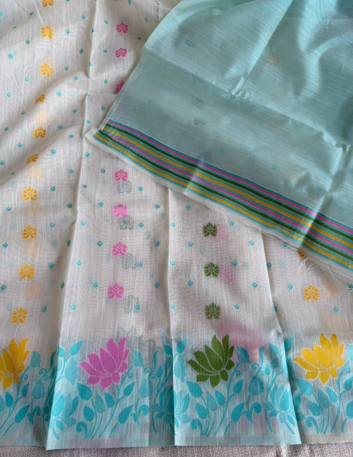 Off White Tussar Jamdhani Saree